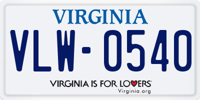 VA license plate VLW0540