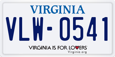 VA license plate VLW0541