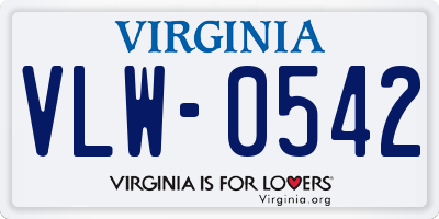 VA license plate VLW0542