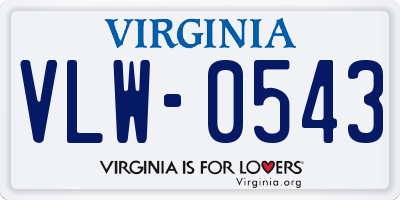 VA license plate VLW0543