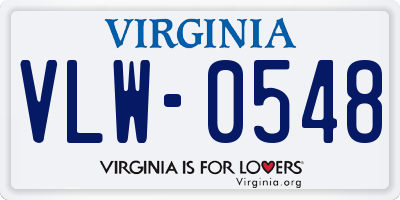 VA license plate VLW0548