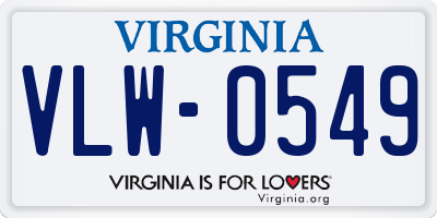 VA license plate VLW0549