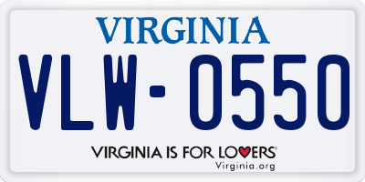 VA license plate VLW0550