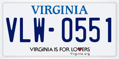 VA license plate VLW0551