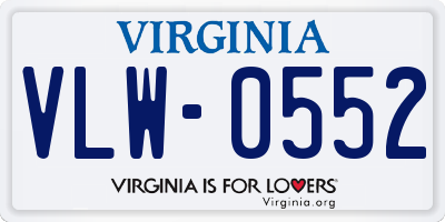 VA license plate VLW0552