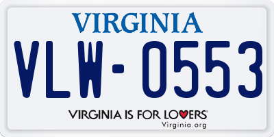 VA license plate VLW0553