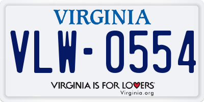 VA license plate VLW0554