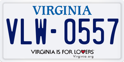 VA license plate VLW0557