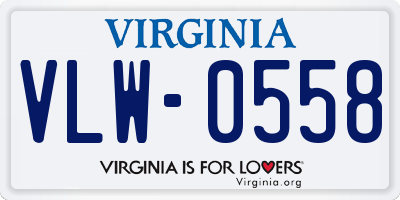 VA license plate VLW0558
