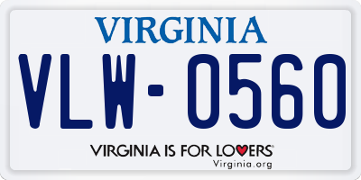 VA license plate VLW0560