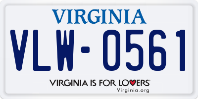 VA license plate VLW0561