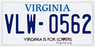 VA license plate VLW0562