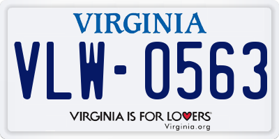 VA license plate VLW0563