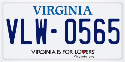 VA license plate VLW0565