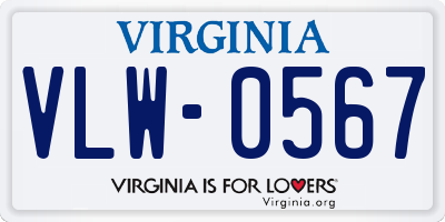 VA license plate VLW0567