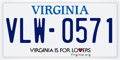 VA license plate VLW0571