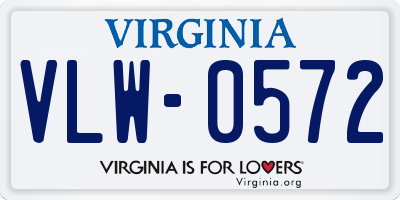 VA license plate VLW0572