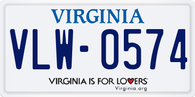 VA license plate VLW0574