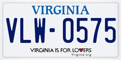 VA license plate VLW0575