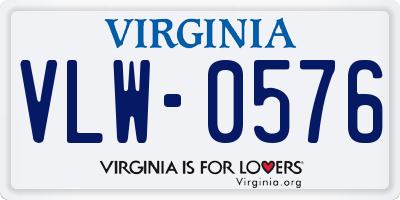VA license plate VLW0576