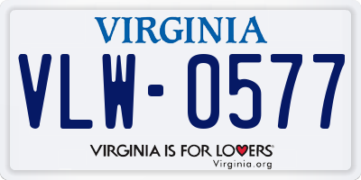 VA license plate VLW0577