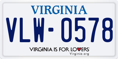 VA license plate VLW0578