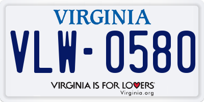 VA license plate VLW0580