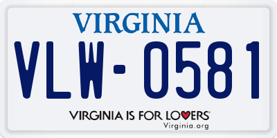 VA license plate VLW0581