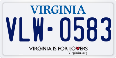 VA license plate VLW0583