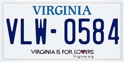 VA license plate VLW0584