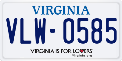 VA license plate VLW0585