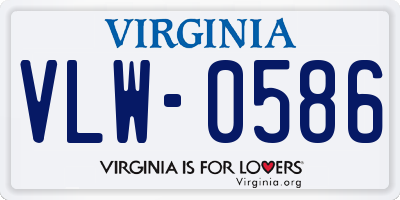 VA license plate VLW0586