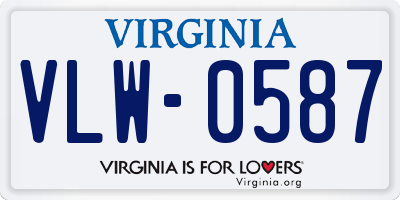 VA license plate VLW0587