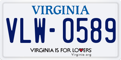 VA license plate VLW0589