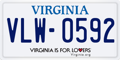 VA license plate VLW0592