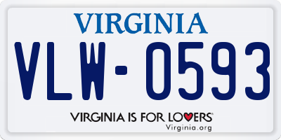 VA license plate VLW0593