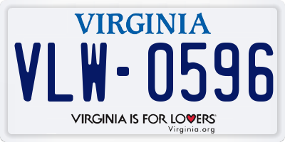 VA license plate VLW0596