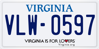 VA license plate VLW0597