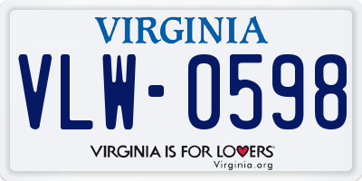 VA license plate VLW0598