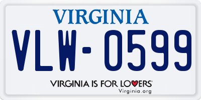 VA license plate VLW0599