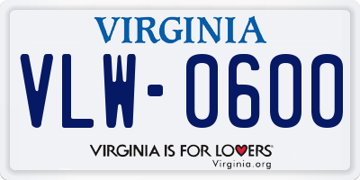 VA license plate VLW0600