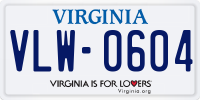 VA license plate VLW0604