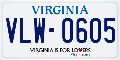 VA license plate VLW0605