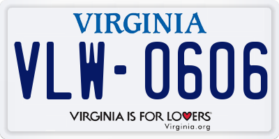 VA license plate VLW0606