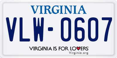 VA license plate VLW0607