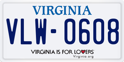 VA license plate VLW0608