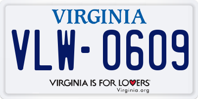 VA license plate VLW0609