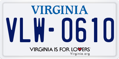 VA license plate VLW0610