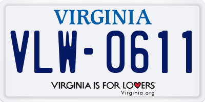 VA license plate VLW0611