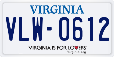 VA license plate VLW0612